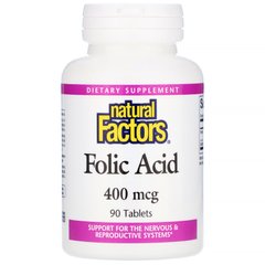 Фолиевая кислота Natural Factors (Folic acid) 400 мкг 90 таблеток купить в Киеве и Украине