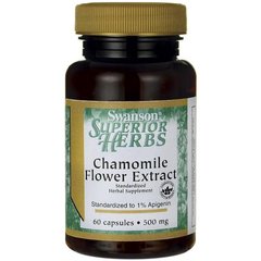 Екстракт ромашки, Chamomile Flower Extract, Swanson, 500 мг, 60 капсул