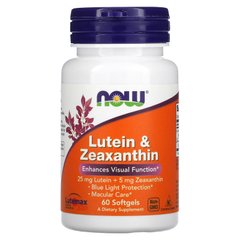 Лютеїн і Зеаксантин Now Foods (Lutein & Zeaxanthin) 60 м'яких желатинових капсул