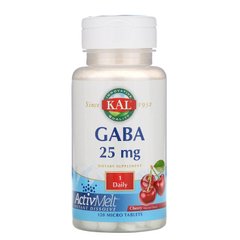 ГАМК, вишня, GABA, сherry, KAL, 25 мг, 120 таблеток