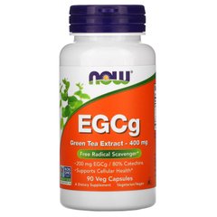 Екстракт зеленого чаю ЕГКГ Now Foods (Vegetarian EGCg Green Tea Extract) 400 мг 90 рослинних капсул