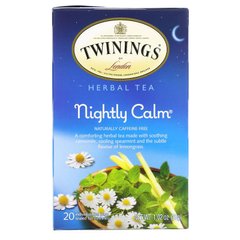 Трав'яний чай, На добраніч, від природи не містить кофеїну, Twinings, 20 пакетиків, 1,02 унції (29г)