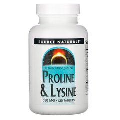 L-пролін L-лізин, L-Proline/L-Lysine, Source Naturals, 275 мг / 275 мг, 120 таблеток