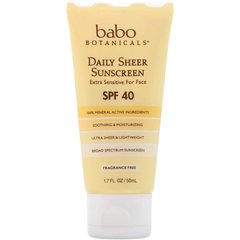Сонцезахисний крем для обличчя, SPF 40 (For Face Sunscreen), Babo Botanicals, 50 мл