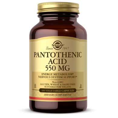 Пантотенова кислота Solgar (Pantothenic Acid) 550 мг 100 рослинних капсул