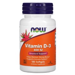 Вітамін Д3 Now Foods (Vitamin D-3) 400 МО 180 м'яких капсул