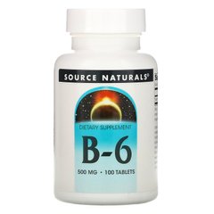 Вітамін B-6, B-6 Timed Release, Source Naturals, 500 мг, 100 таблеток