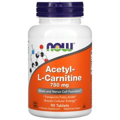 Ацетил-Л-карнітин Now Foods (Acetyl-L-Carnitine) 750 мг 90 таблеток