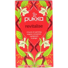Відновлюючий засіб, чай з натуральної корицею, кардамоном і імбиром, Pukka Herbs, 20 пакетиків, 141 унцій (40 г)