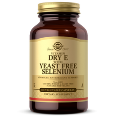 Сухий вітамін E з селеном без дріжджів Solgar (Vitamin Dry E With Yeast Free Selenium) 100 вегетаріанських капсул