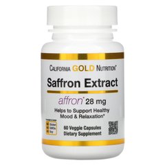 Шафран екстракт з аффроном California Gold Nutrition (Saffron Extract with Affron) 28 мг 60 рослинних капсул
