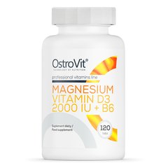 Магній + Вітамін Д3 2000 МО + B6 OstroVit (Magnesium + Vitamin D3 2000 IU + B6) 120 таблеток