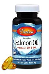 Норвезьке масло лосося, Salmon Oil, Carlson Labs, 500 мг, 50 капсул