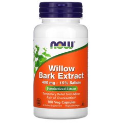 Екстракт кори верби Now Foods (Willow Bark Extract) 400 мг 100 капсул