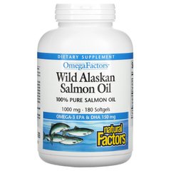 Omega Factors, риб'ячий жир з дикого аляскинского лосося, Natural Factors, 1000 мг, 180 желатинових капсул