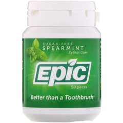 Жувальна гумка з ксилітом без цукру м'ята Epic Dental (Xylitol Gum Sugar Free Spearmint) 50 шт