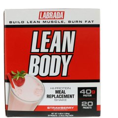 Lean Body, коктейль замінник Hi-Protein Meal, полуниця, Labrada Nutrition, 20 пакетів