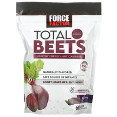 Force Factor, Total Beets, здорове джерело енергії та антиоксидантів, буряк та ягоди асаї, 325 мг, 60 жувальних таблеток