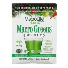 Макро-зелень, суперпродукти, Macro Greens, Superfood, Macrolife Naturals, 9,4 г