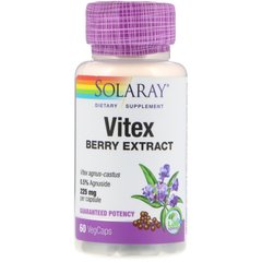 Екстракт ягід Вітекс, Solaray, 225 мг, 100 капсул з оболонкою з інгредієнтів рослинного походження