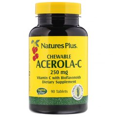 Жувальні Таблетки Ацерола-С, Nature's Plus, 250 мг, 90 таблеток