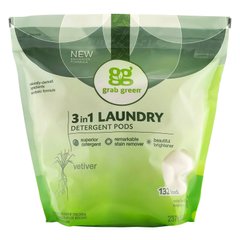 Пральний порошок 3 в 1 з ароматом ветиверії Grab Green (Laundry Detergent Pods) 3 в 1 132 завантаження 2376 г