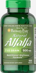 Натуральна люцерна, Natural Alfalfa, Puritan's Pride, 500 мг, 500 таблеток