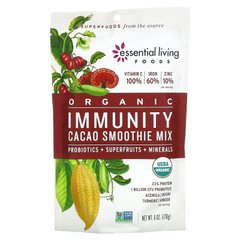 Essential Living Foods, Суміш какао-смузі з органічним імунітетом, пробіотики + суперфрукти + мінерали, 6 унцій (170 г)