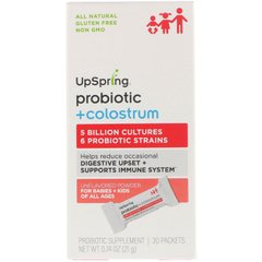 Пробіотики + молозиво неароматизований порошок UpSpring (Probiotic + Colostrum Unflavored Powder) 30 пакетиків по 21 г