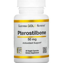 Птеростильбен California Gold Nutrition (Pterostilbene) 50 мг 30 рослинних капсул