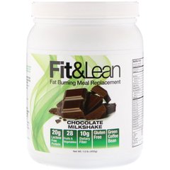 Жиросжигающий замінник їжі, шоколадний молочний коктейль, Fit,Lean, 1,0 фунт (450 г)
