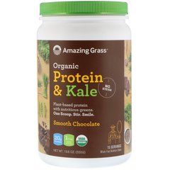 Органічний протеїн і капуста, продукт на рослинній основі, м'який шоколадний смак, Amazing Grass, 19,6 унц (555 г)