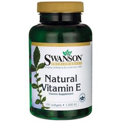Витамин Е - Натуральный, Vitamin E - Natural, Swanson, 1,000 МЕ, 100 капсул купить в Киеве и Украине