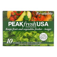 Багаторазові пакети для зберігання продуктів, PEAKfresh USA, 10 - 12 x 16 дюймів, з дротовим кріпленням