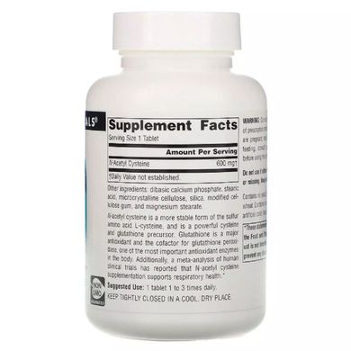 NAC N-Ацетил-L-Цистеїн Source Naturals (N-Acetyl Cysteine) 600 мг 30 таблеток