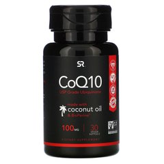 Коензим Q10 з BioPerine і кокосовою олією, Sports Research, 100 мг, 30 рослинних м'яких таблеток