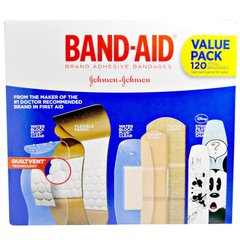 Пластир, перев'язки, економічна упаковка, Band Aid, 5 пачок, 120 штук