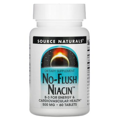 Ниацин, No-Flush Niacin, Source Naturals, 500 мг, 60 таблеток купить в Киеве и Украине