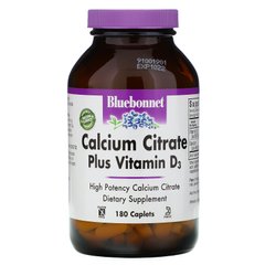 Цитрат кальцію з вітаміном D3 Bluebonnet Nutrition (Calcium Citrate Plus Vitamin D3) 1000 мг / 800 МО 180 капсул