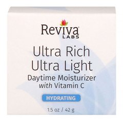 Ультра-насичений, ультра-легкий денний зволожуючий крем з вітаміном C, Reviva Labs, 1,5 унц (42 г)