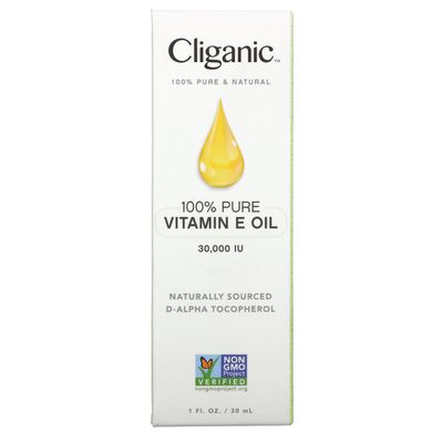 Cliganic, 100% чистое и натуральное масло с витамином Е, 30 000 МЕ, 1 жидкая унция (30 мл) купить в Киеве и Украине