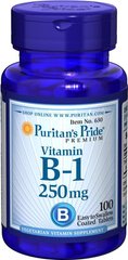 Вітамін В1 Puritan's Pride (Vitamin B-1) 250 мг 100 таблеток