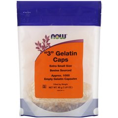 Желатинові капсули "3" супермалий розмір Now Foods (Gelatin Empty Capsules '3' Size Extra Small Size) приблизно тисяча порожніх желатинових капсул