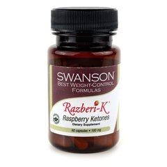 Розбери-К Малинові кетони, Razberi-K Raspberry Ketones, Swanson, 100 мг, 60 капсул