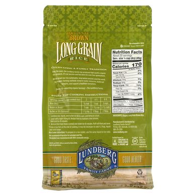 Коричневый длиннозерный рис, Lundberg, 32 унции (907 г) купить в Киеве и Украине