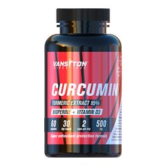 Куркумін вітамін Д3 та Біоперин Vansiton (Curcumin D3 + Bioperine) 60 капсул
