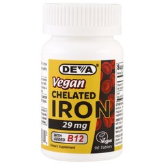 Веганське хелатируюче залізо, Deva, 29 мг, 90 таблеток