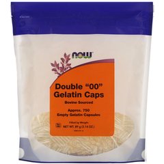 Подвійні "00" желатинові капсули Now Foods (Gelatin Empty Capsules Double '00' Size) 750 порожніх капсул
