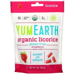 Жувальні цукерки зі смаком полуниці органік YumEarth (Organic Licorice Strawberry) 142 г