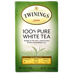 100% чистий білий чай, Twinings, 20 чайних пакетиків по 1,06 унції (30 г)